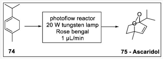 Scheme 22.ascaridol的合成：74 - L-萜品烯，75-殺螨醇。